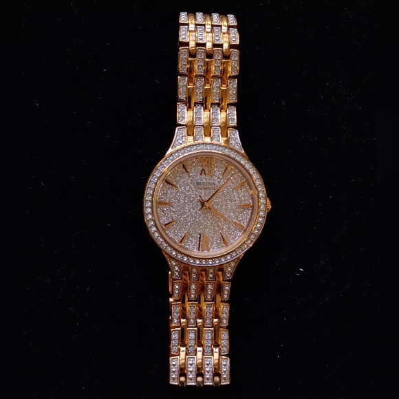 Bulova Phantom Rose Gold Tone Crystal Encrusted Ladies Watch